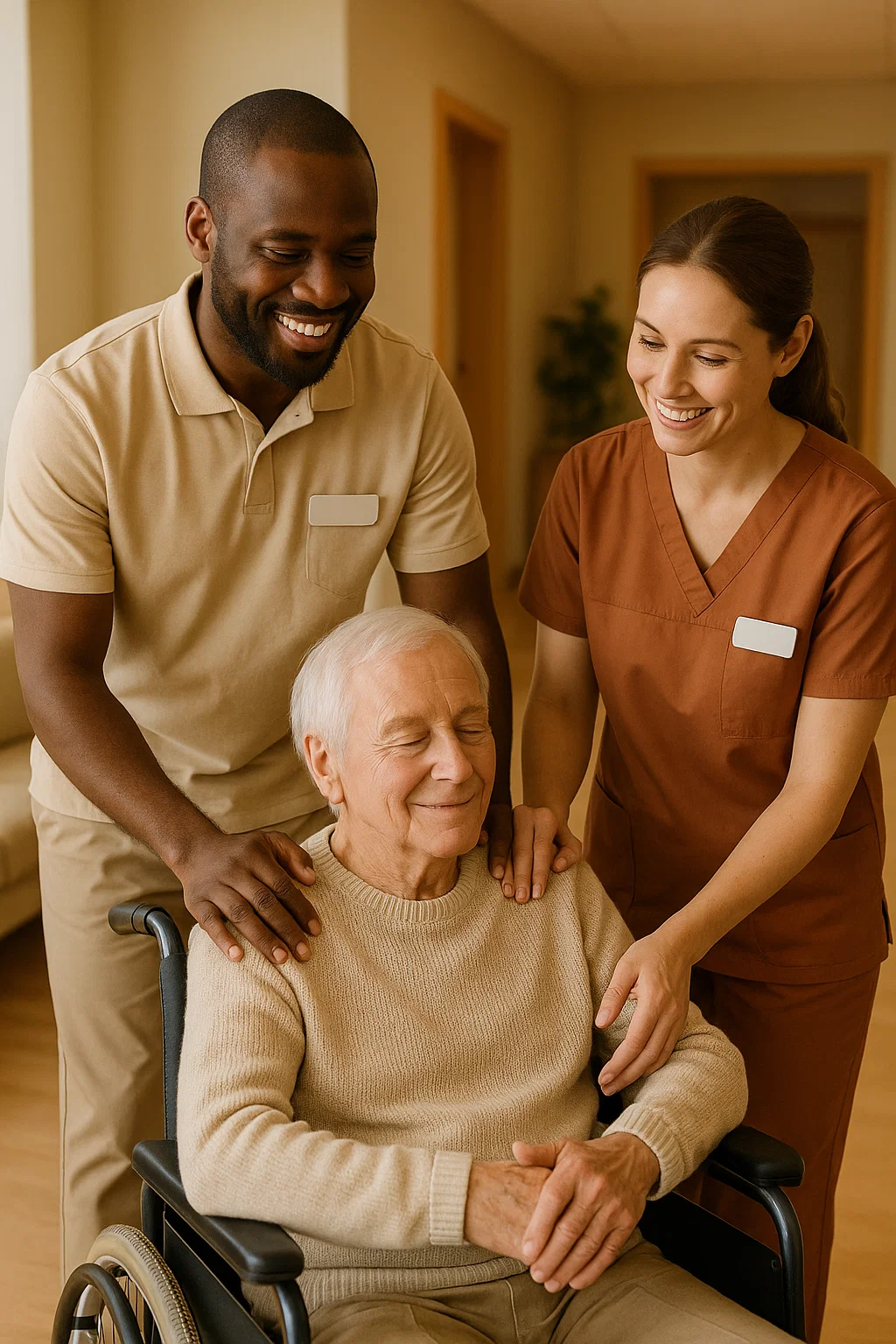 OSS accompagna anziano con bastone